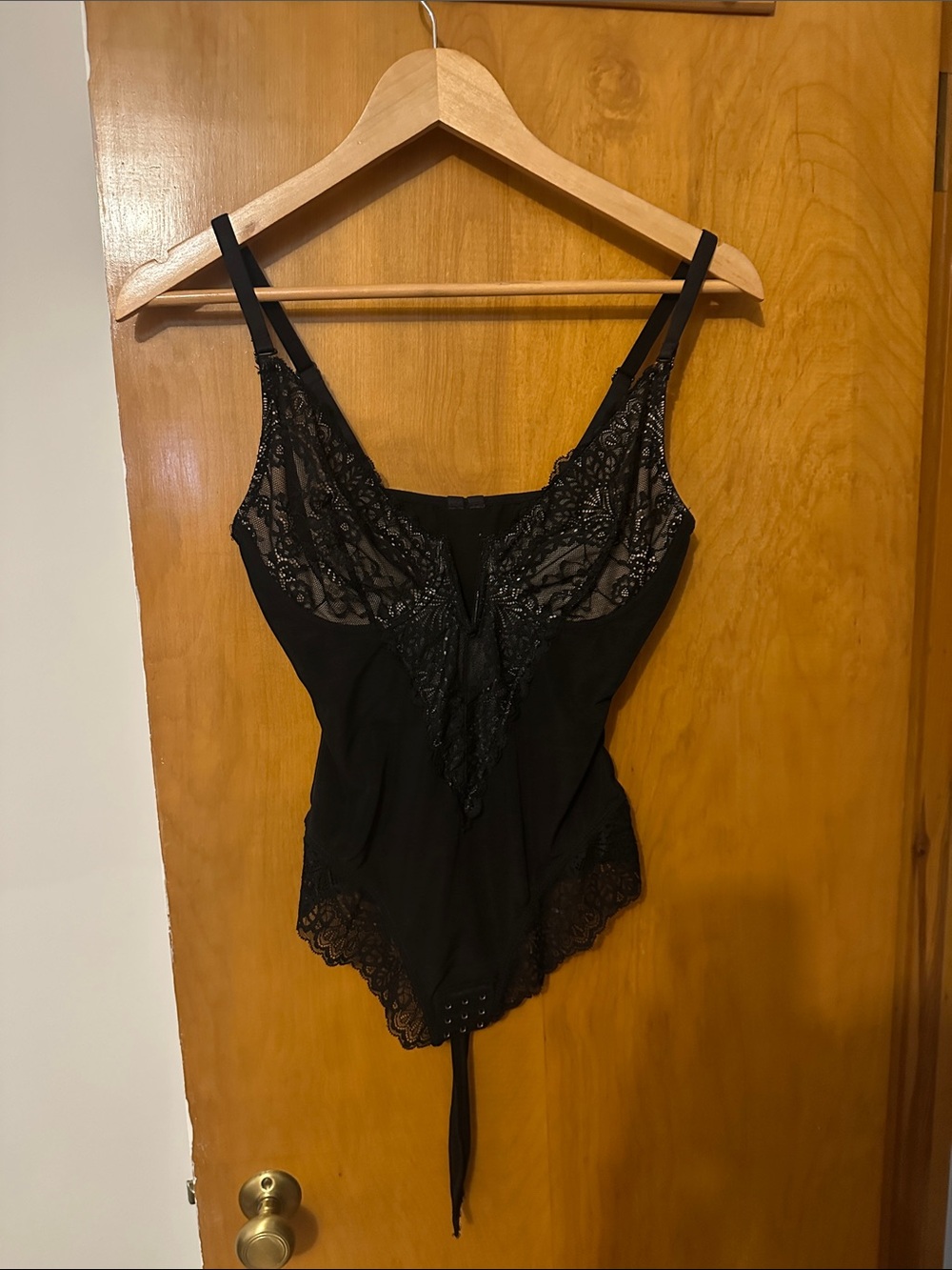 Black Lace Trim Bodysuit - Women Intimates